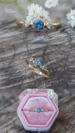 Custom Montana Sapphire Ring in Gold - Gardens of the Sun | Ethical Jewelry