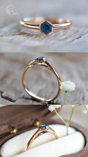 Custom Montana Sapphire Ring in Gold - Gardens of the Sun | Ethical Jewelry