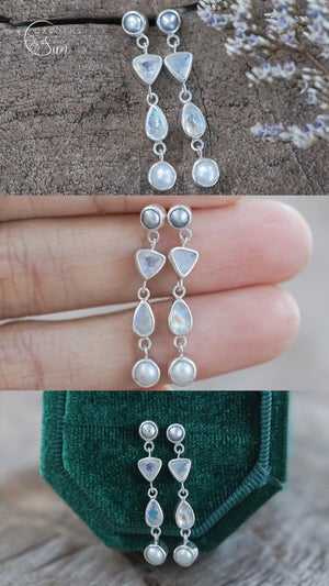 Custom Multi Birthstone Dangling Earrings - Gardens of the Sun | Ethical Jewelry