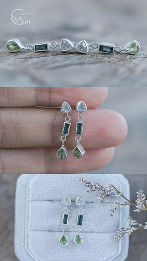 Custom Multi Birthstone Dangling Earrings - Gardens of the Sun | Ethical Jewelry
