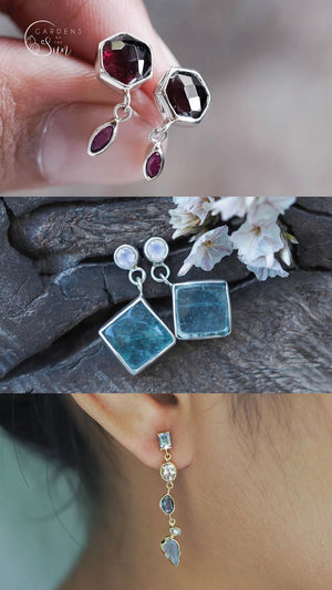 Custom Multi Birthstone Dangling Earrings - Gardens of the Sun | Ethical Jewelry