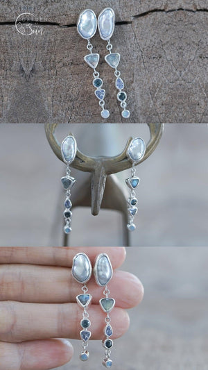 Custom Multi Birthstone Dangling Earrings - Gardens of the Sun | Ethical Jewelry