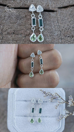 Custom Multi Birthstone Dangling Earrings - Gardens of the Sun | Ethical Jewelry
