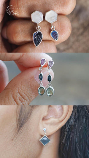Custom Multi Birthstone Dangling Earrings - Gardens of the Sun | Ethical Jewelry