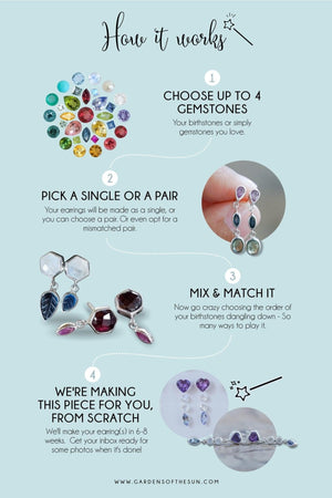 Custom Multi Birthstone Dangling Earrings - Gardens of the Sun | Ethical Jewelry