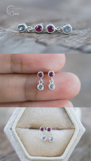Custom Multi Birthstone Dangling Earrings - Gardens of the Sun | Ethical Jewelry