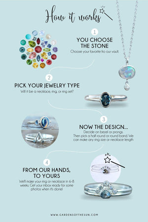 Custom Opal Ring or Necklace in Silver - Gardens of the Sun | Ethical Jewelry