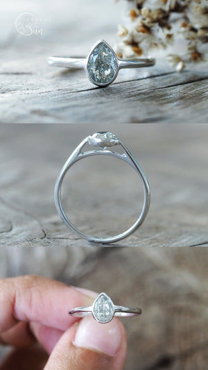 Custom Pear Diamond Ring in Gold - Gardens of the Sun | Ethical Jewelry