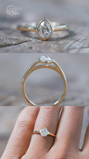 Custom Pear Diamond Ring in Gold - Gardens of the Sun | Ethical Jewelry