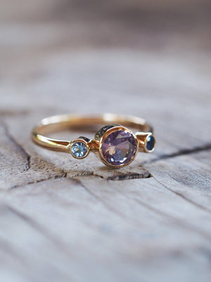 Custom Purple Sapphire Ring in Gold- Gardens of the Sun | Ethical Jewelry