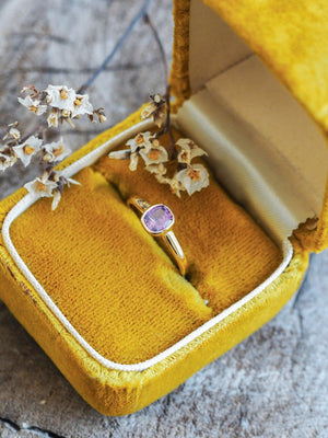 Custom Purple Sapphire Ring in Gold- Gardens of the Sun | Ethical Jewelry