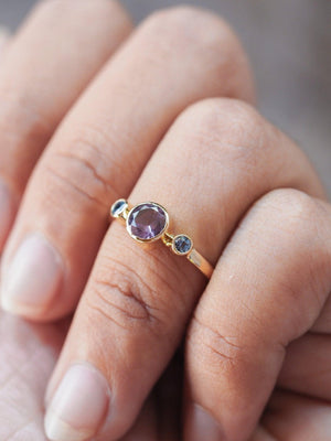 Custom Purple Sapphire Ring in Gold- Gardens of the Sun | Ethical Jewelry
