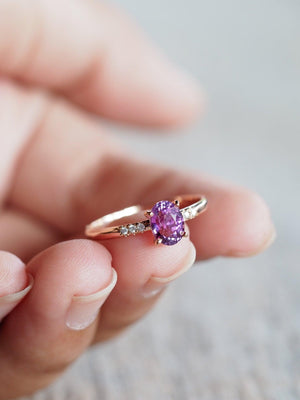 Custom Purple Sapphire Ring in Gold- Gardens of the Sun | Ethical Jewelry