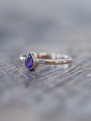 Custom Purple Sapphire Ring in Gold- Gardens of the Sun | Ethical Jewelry