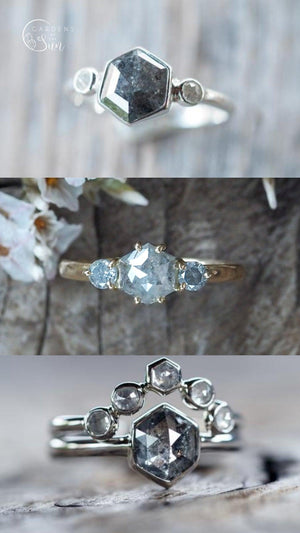 Custom Rose Cut Hexagon Diamond Ring - Gardens of the Sun | Ethical Jewelry