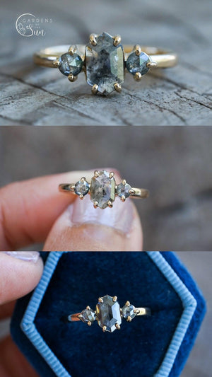 Custom Rose Cut Hexagon Diamond Ring - Gardens of the Sun | Ethical Jewelry