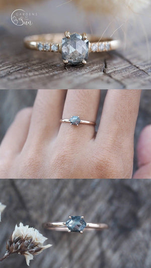 Custom Rose Cut Hexagon Diamond Ring - Gardens of the Sun | Ethical Jewelry