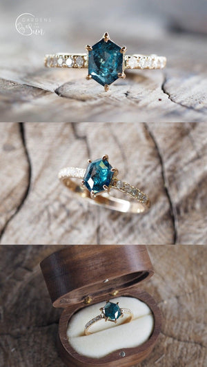 Custom Rose Cut Hexagon Diamond Ring - Gardens of the Sun | Ethical Jewelry