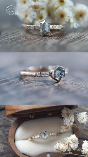Custom Rose Cut Hexagon Diamond Ring - Gardens of the Sun | Ethical Jewelry