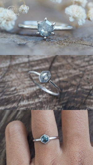 Custom Rose Cut Hexagon Diamond Ring - Gardens of the Sun | Ethical Jewelry