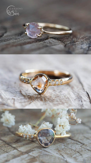 Custom Rose Cut Montana Sapphire Ring in Gold - Gardens of the Sun | Ethical Jewelry