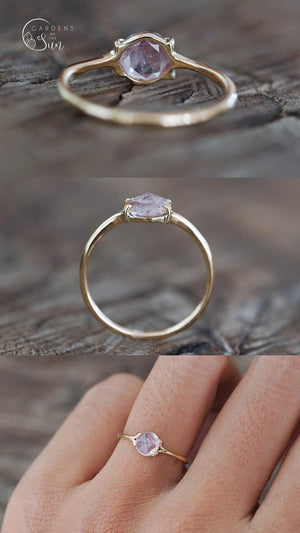 Custom Rose Cut Montana Sapphire Ring in Gold - Gardens of the Sun | Ethical Jewelry