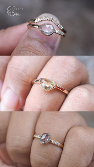 Custom Rose Cut Montana Sapphire Ring in Gold - Gardens of the Sun | Ethical Jewelry