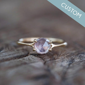 Custom Rose Cut Montana Sapphire Ring in Gold - Gardens of the Sun | Ethical Jewelry