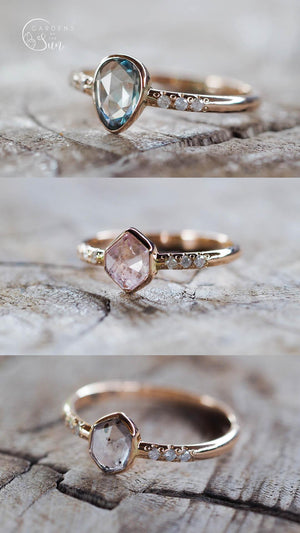 Custom Rose Cut Montana Sapphire Ring in Gold - Gardens of the Sun | Ethical Jewelry