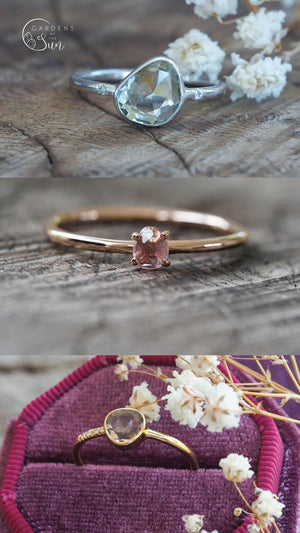 Custom Rose Cut Montana Sapphire Ring in Gold - Gardens of the Sun | Ethical Jewelry