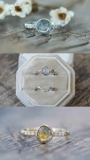 Custom Rose Cut Montana Sapphire Ring in Gold - Gardens of the Sun | Ethical Jewelry