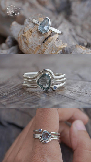 Custom Rose Cut Montana Sapphire Ring in Silver - Gardens of the Sun | Ethical Jewelry