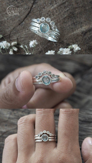 Custom Rose Cut Montana Sapphire Ring in Silver - Gardens of the Sun | Ethical Jewelry