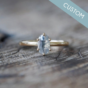 Custom Rose Cut Oval Diamond Ring in Gold - Gardens of the Sun | Ethical Jewelry