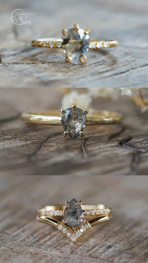 Custom Rose Cut Pear Diamond Ring - Gardens of the Sun | Ethical Jewelry