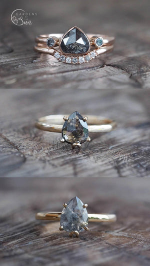 Custom Rose Cut Pear Diamond Ring - Gardens of the Sun | Ethical Jewelry