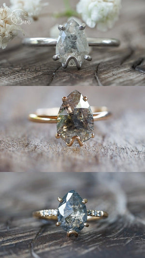 Custom Rose Cut Pear Diamond Ring - Gardens of the Sun | Ethical Jewelry
