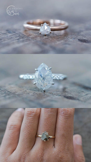 Custom Rose Cut Pear Diamond Ring - Gardens of the Sun | Ethical Jewelry