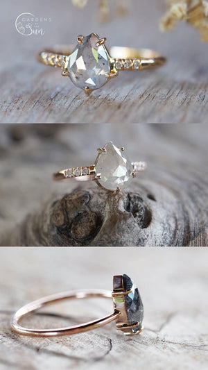 Custom Rose Cut Pear Diamond Ring - Gardens of the Sun | Ethical Jewelry