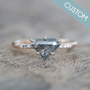 Custom Rose Cut Shield Diamond Ring - Gardens of the Sun | Ethical Jewelry