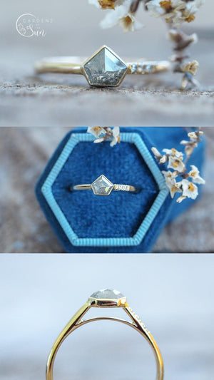 Custom Shield Diamond Ring in Gold - Gardens of the Sun | Ethical Jewelry