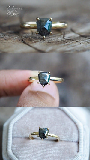 Custom Shield Diamond Ring in Gold - Gardens of the Sun | Ethical Jewelry