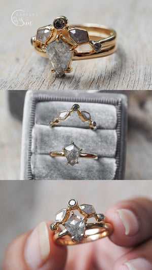Custom Shield Diamond Ring in Gold - Gardens of the Sun | Ethical Jewelry
