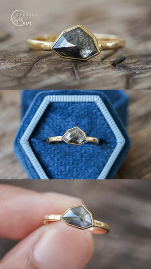 Custom Shield Diamond Ring in Gold - Gardens of the Sun | Ethical Jewelry