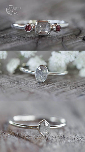 Custom Small Diamond Ring in Silver - Gardens of the Sun | Ethical Jewelry