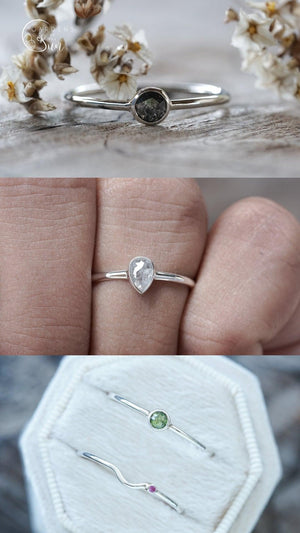 Custom Small Diamond Ring in Silver - Gardens of the Sun | Ethical Jewelry