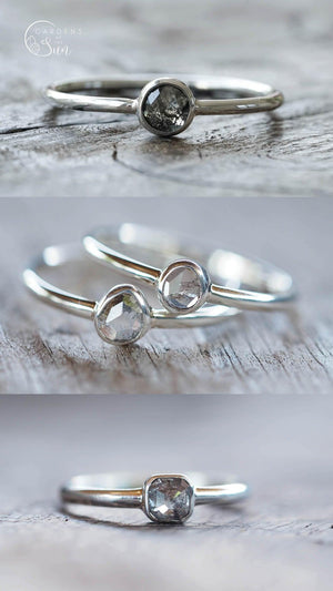 Custom Small Diamond Ring in Silver - Gardens of the Sun | Ethical Jewelry