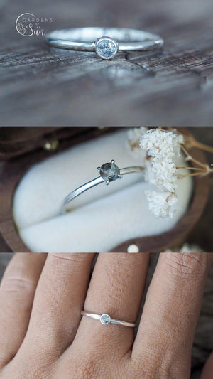 Custom Small Diamond Ring in Silver - Gardens of the Sun | Ethical Jewelry