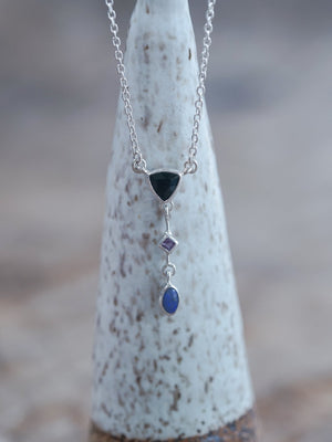 Dark Matter Spinel, Amethyst and Opal Necklace - Gardens of the Sun | Ethical Jewelry