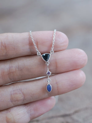 Dark Matter Spinel, Amethyst and Opal Necklace - Gardens of the Sun | Ethical Jewelry